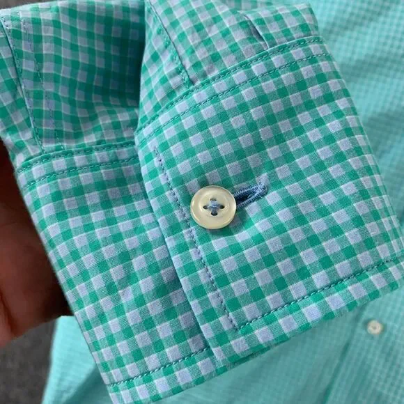 Tommy Bahama The Newport Coast Shirt Mens Large Gingham Flip Cuff Button‎ Up